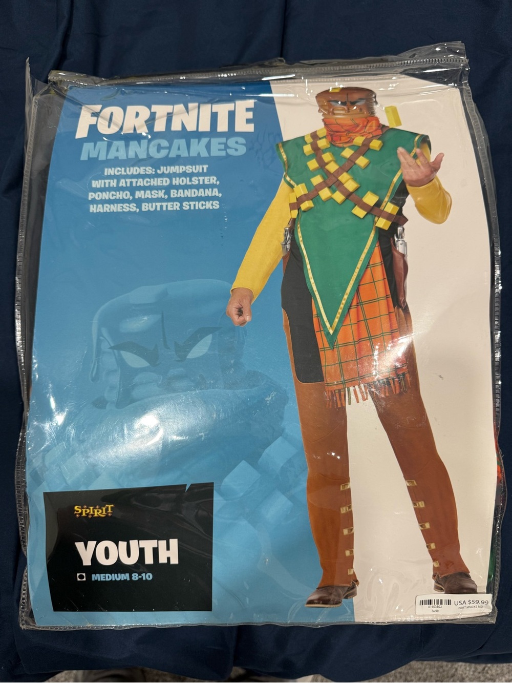 Spirit of Halloween Fortnite Mancakes Youth Medium 8-10 Costume